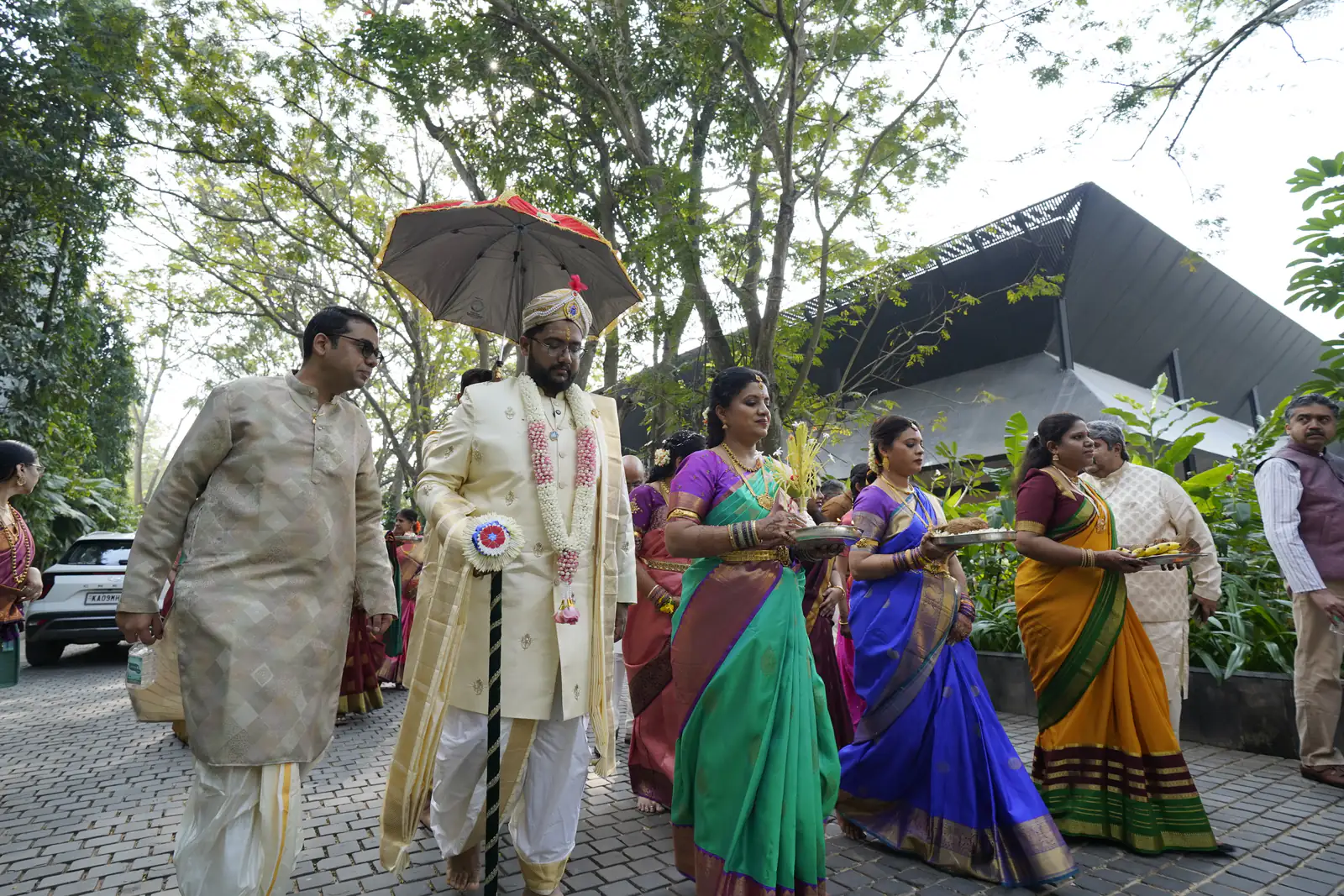 Wedding procession arriving