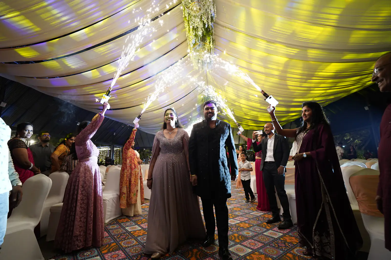 Sparklers send-off after the reception