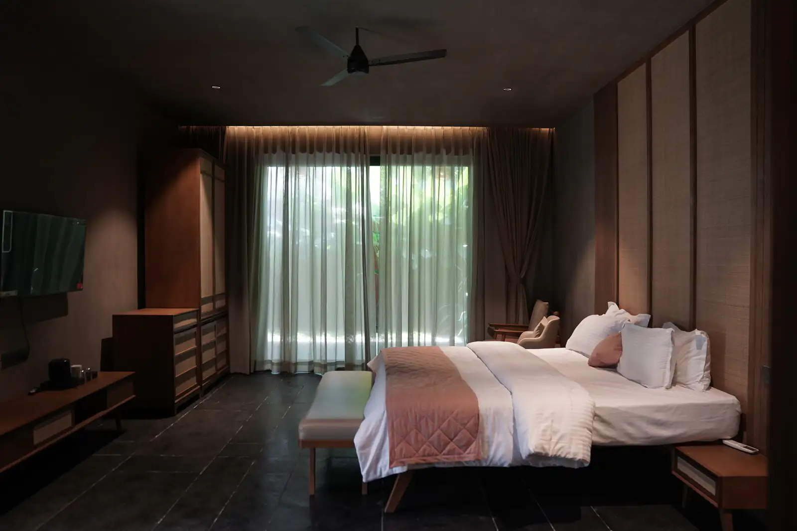Warm, lamplit suite for unwinding