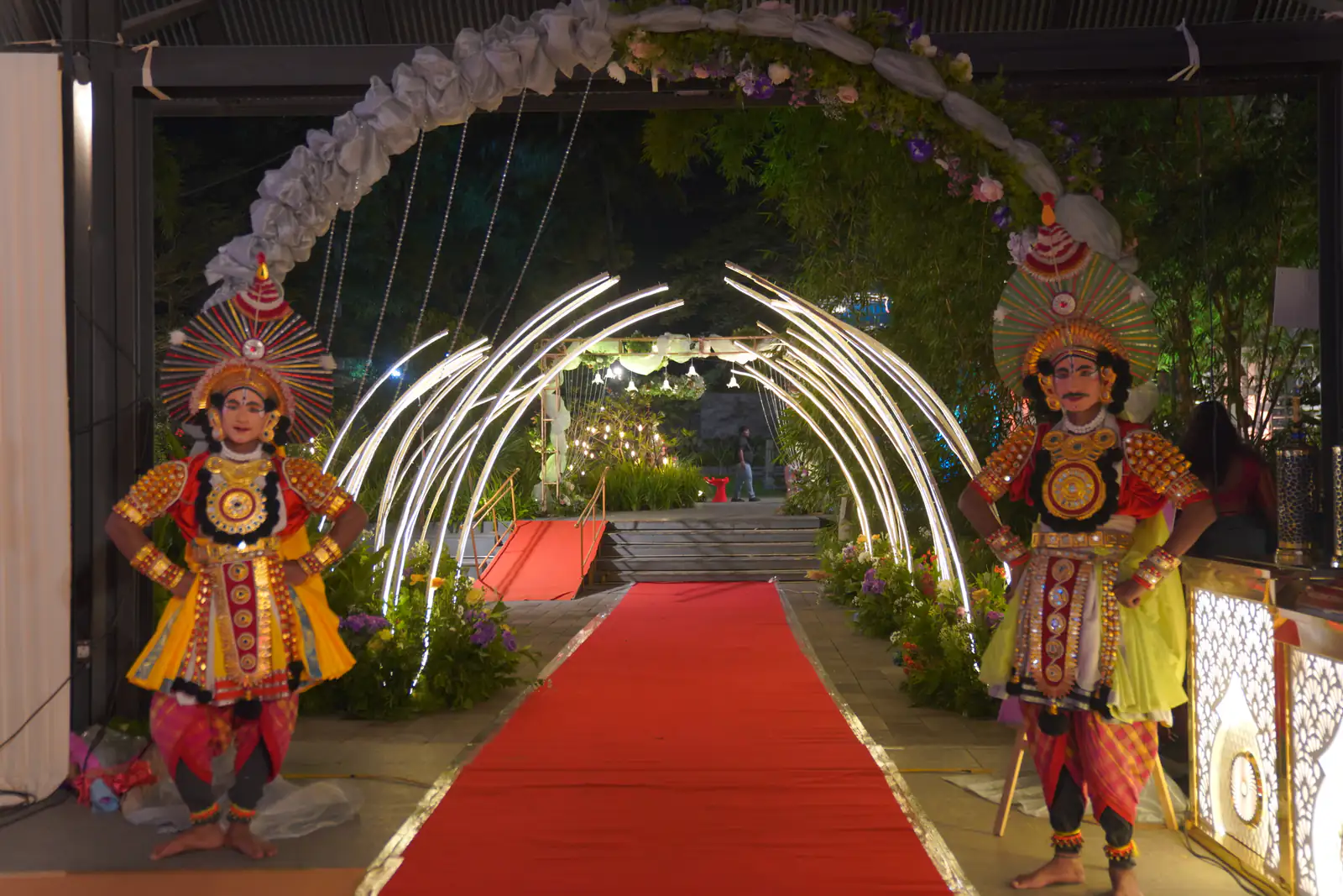 Yakshagana performers at night entrance